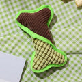 Blue teddy dog toy with rubber bone model and corn fleece lining for small to medium dogs