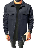 Men's brushed cotton blend cardigan shirt, long sleeve, solid colour, sizes S to 3XL