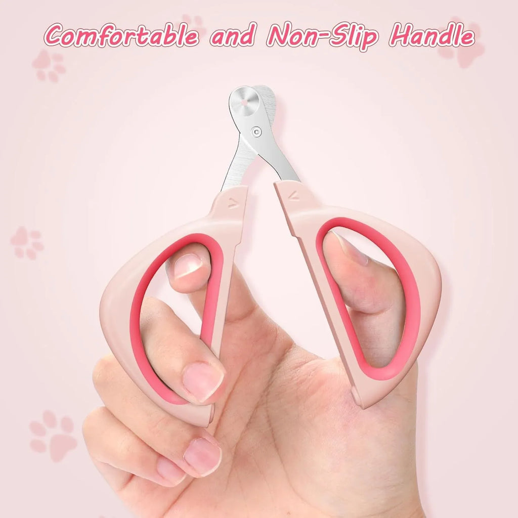 Blue cat nail clipper with a round positioning hole and a non-slip handle.