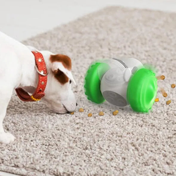 ABS interactive balance car pet toy in black, blue, yellow or green, 13.8 x 8 x 11cm, for slow treat feeding