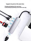 Type-C 7-in-1 expansion dock with HDMI, USB ports and card reader on 15cm cable