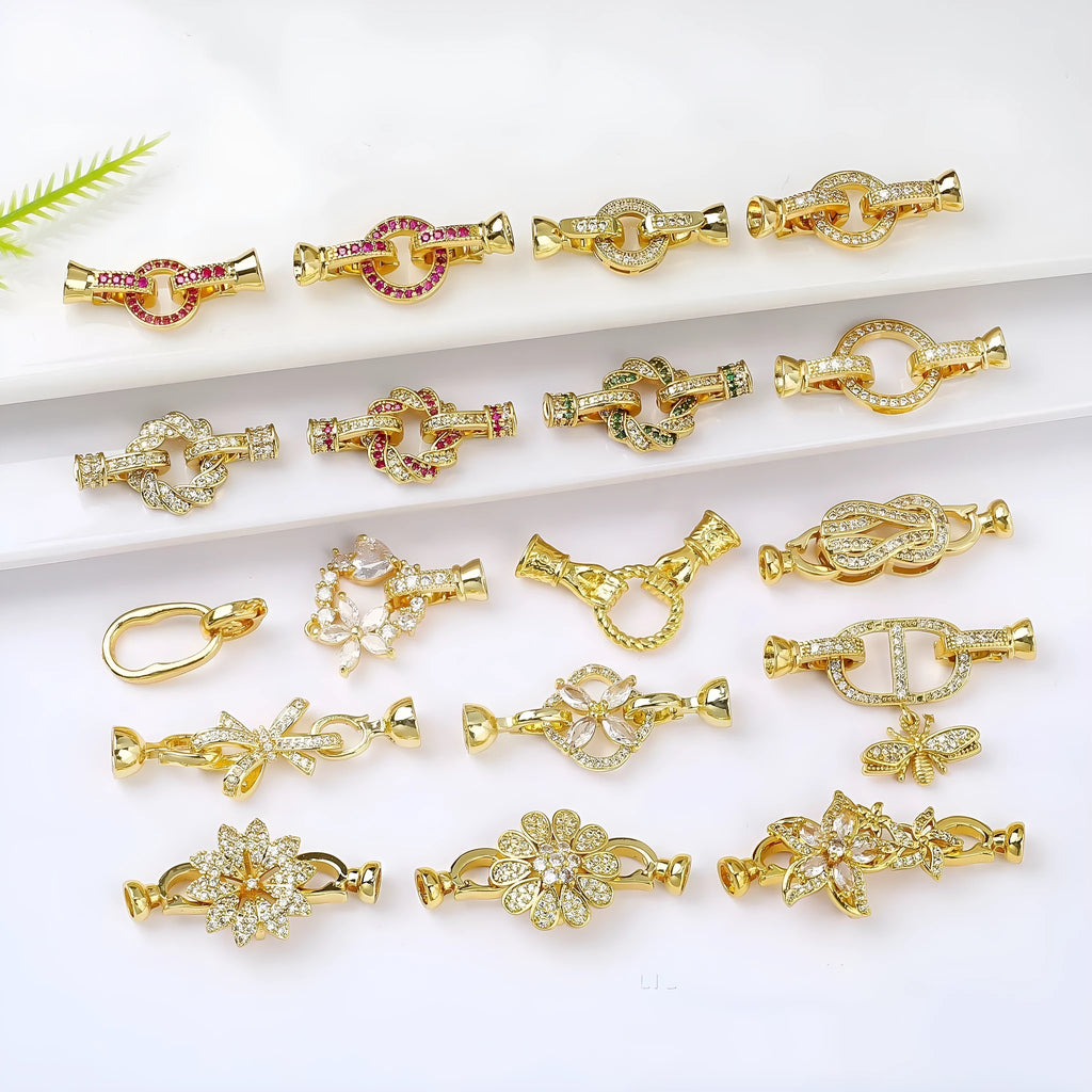 Small gold-colour chain buckle for DIY jewellery making with electroplated finish