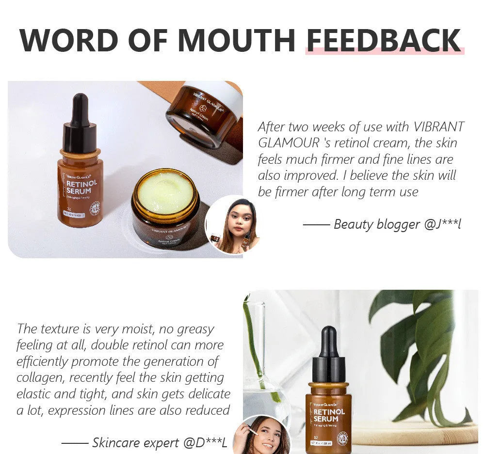 30ml facial serum bottle with Retinol for reducing dry lines and fine lines