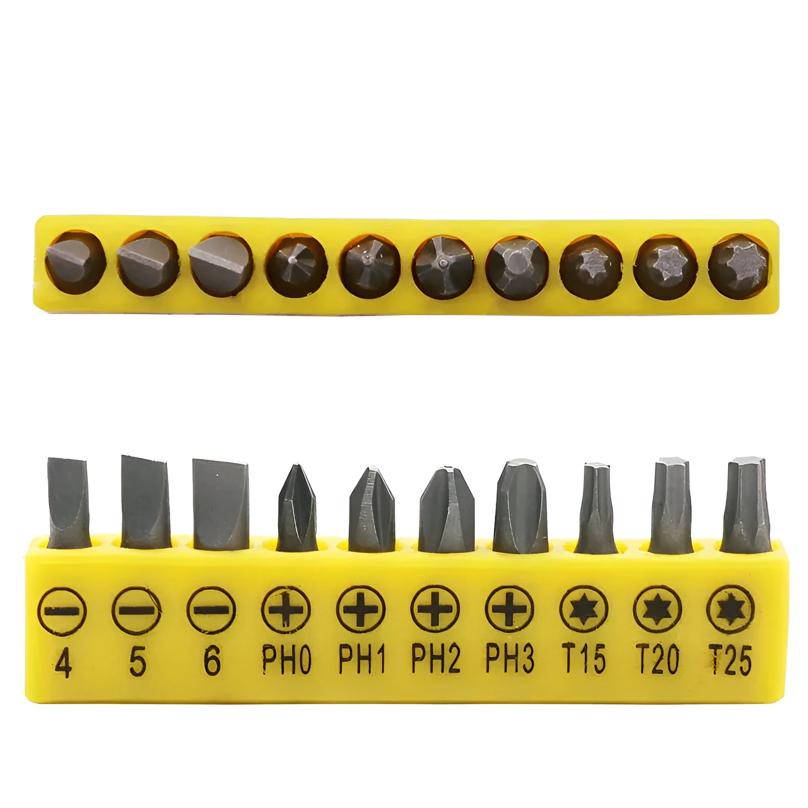 L-shaped double-headed socket wrench with 10 screwdriver bits for mechanical work