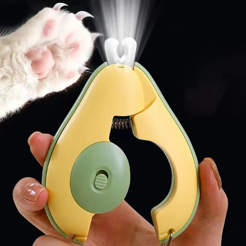 Professional pet nail clipper with LED light and soft grip handles for small dogs and cats.
