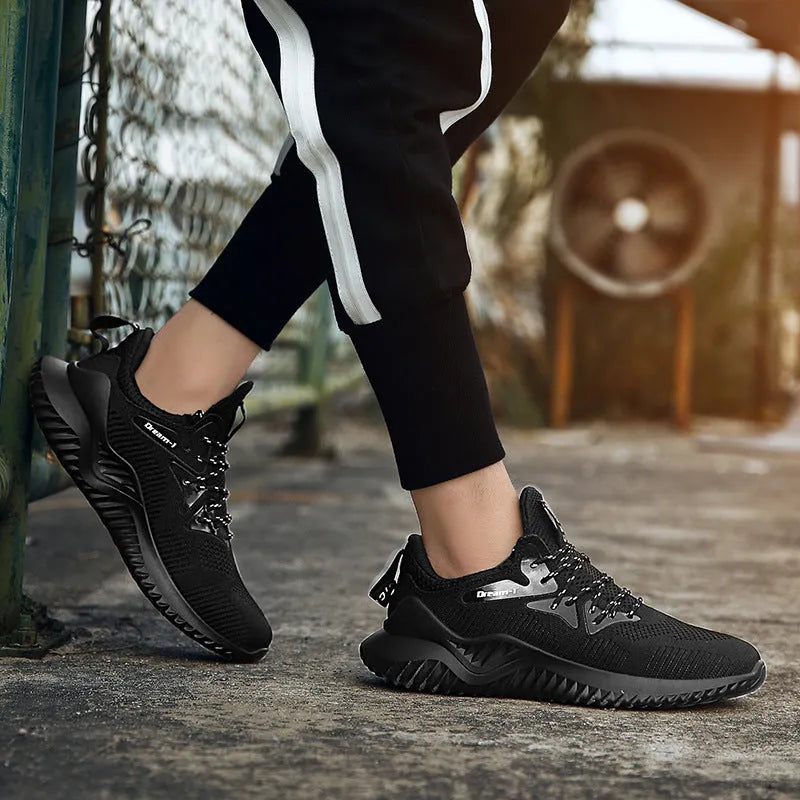 Adult unisex low-top running shoes with breathable mesh upper and front strap closure in multiple colour options