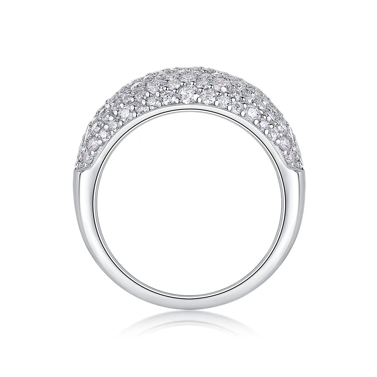 Moonlit Night Stars moissanite wedding ring set in S925 silver with platinum plating on white background