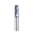 Carbide milling cutter with spiral cutting edges and straight shank for metal machining.