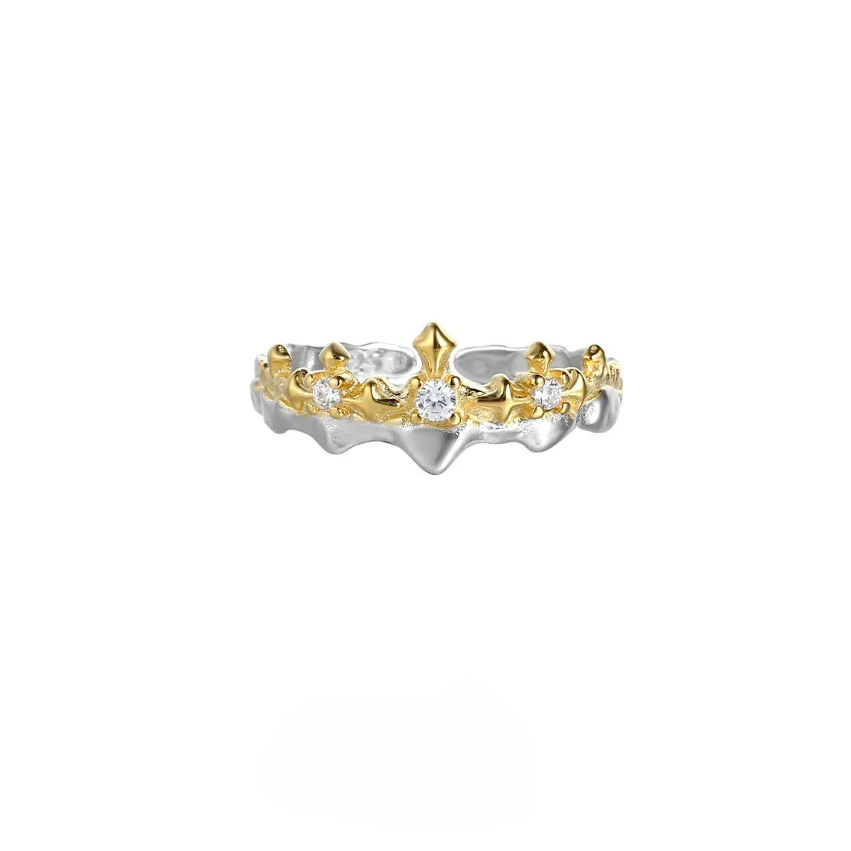 Adjustable Princess Knight couple ring in silver with electroplated finish and original design