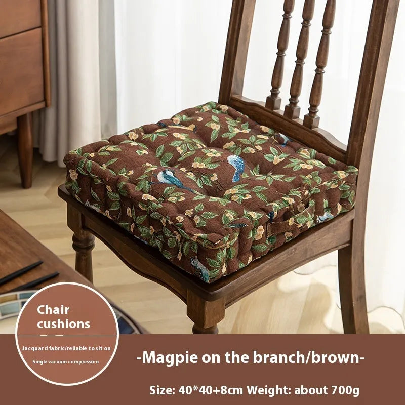 American dining chair back cushion with floral pattern in four colour options, measuring 40×40×8cm