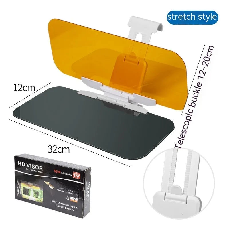 Anti-high beam car sun visor with acrylic lens and telescopic mounting for vehicle sun visor