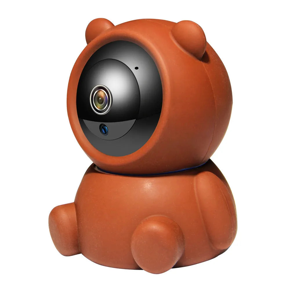 Bear brand white 1080P WiFi security camera with wide-angle lens on a stand