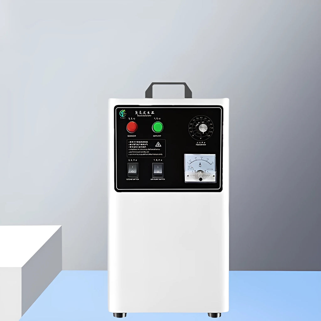 Stainless steel and white ozone generator for food and water treatment, 20g/h output.