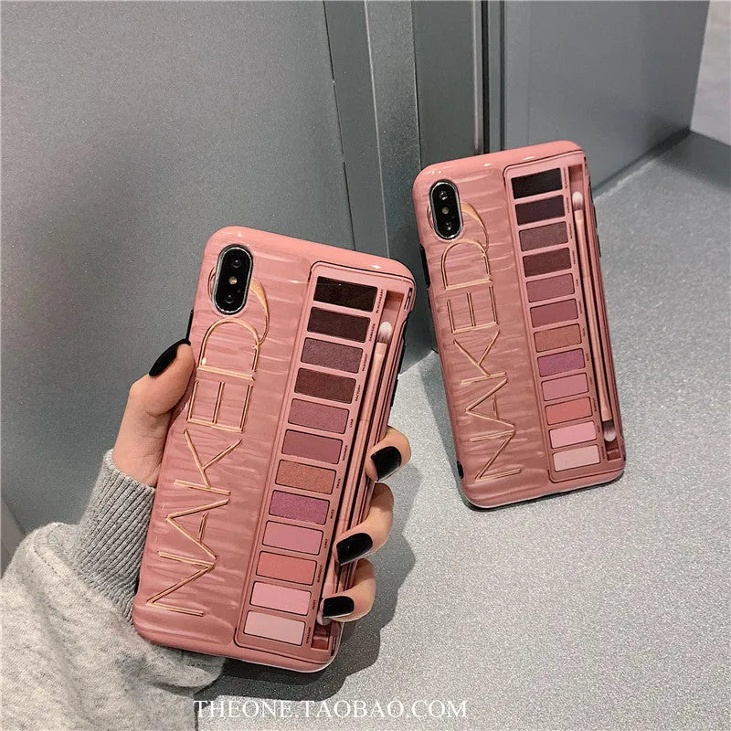 iPhone silicone phone case with eye shadow colour gradient design in flesh and grey options