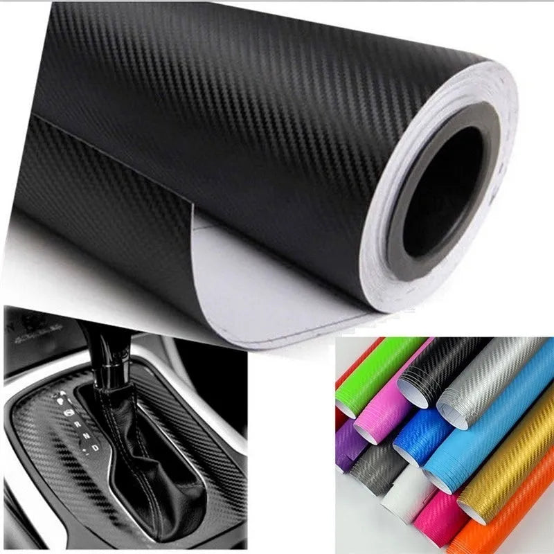 Roll of 3D carbon fibre car sticker in multiple colour options for vehicle interior and exterior decoration