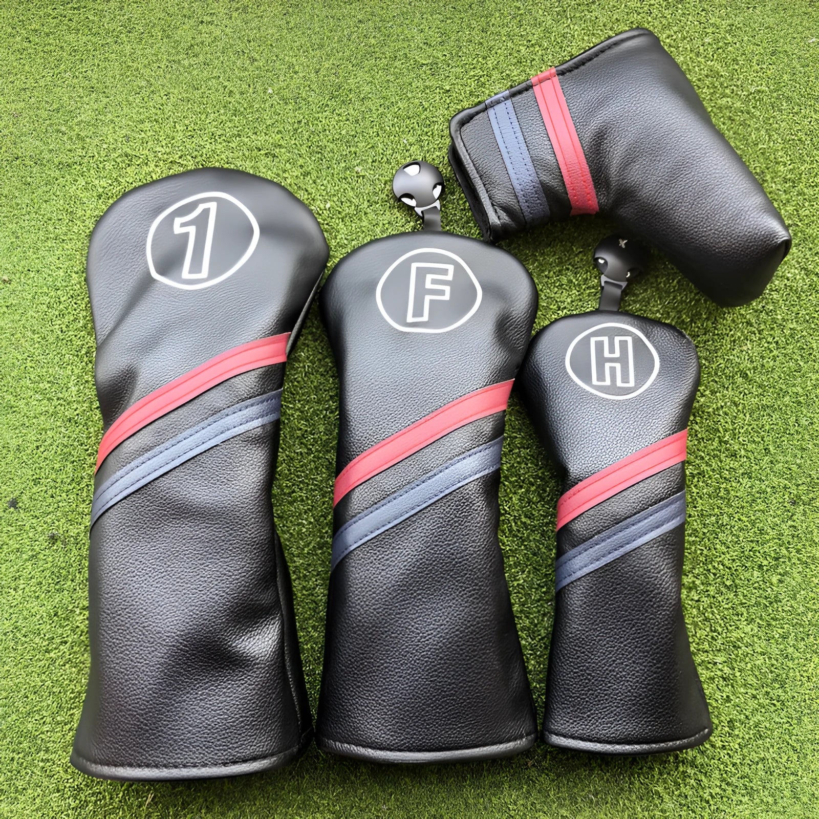 Simple golf club sleeve protective cover in black for fairway wooden pole sets