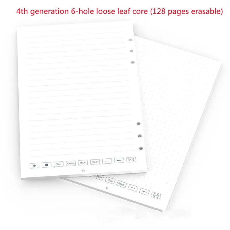 Loose spiral notebook paper core with 64 pages and 6-hole punch design with writing refills