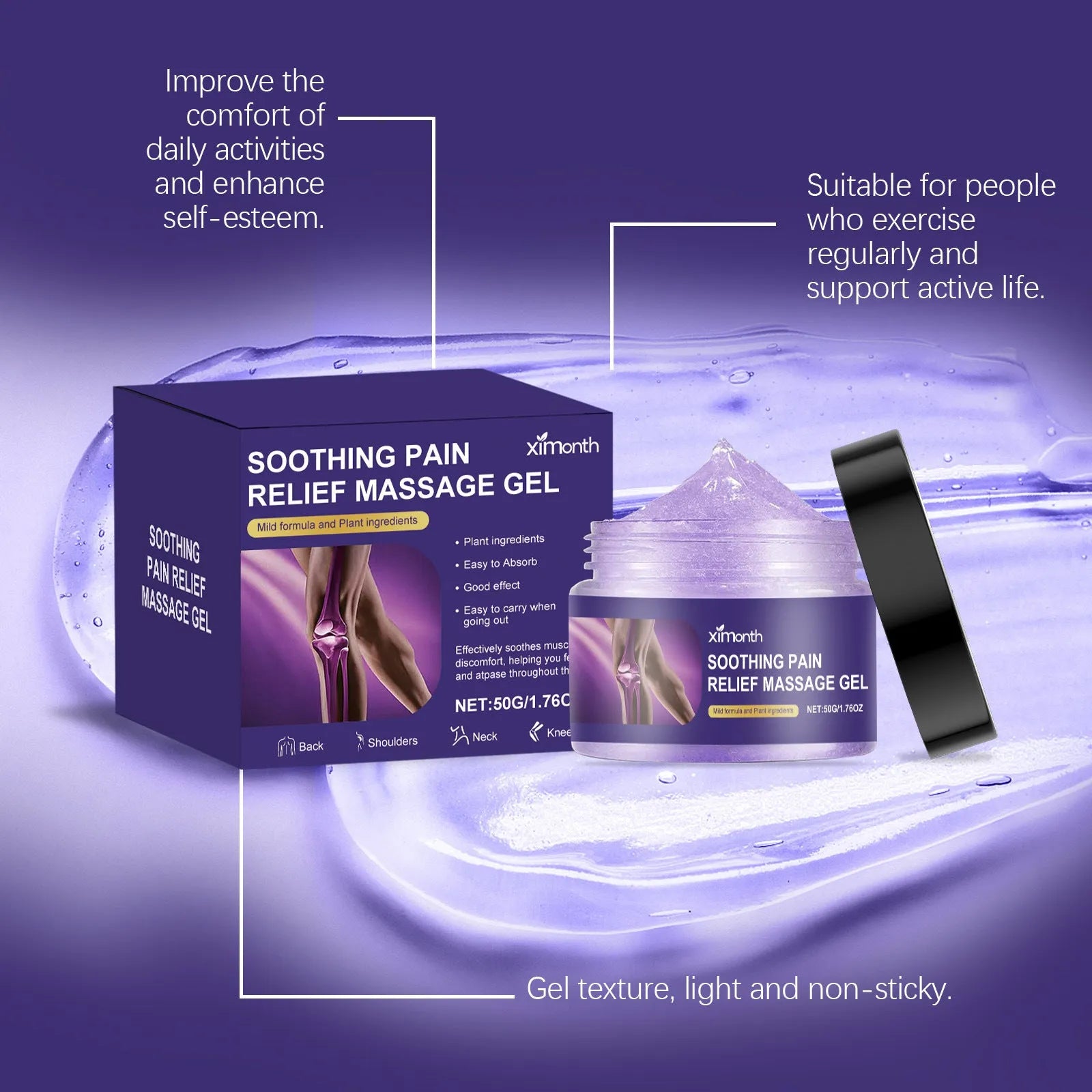 50g tube of body joint care gel with cooling menthol formula for topical pain relief