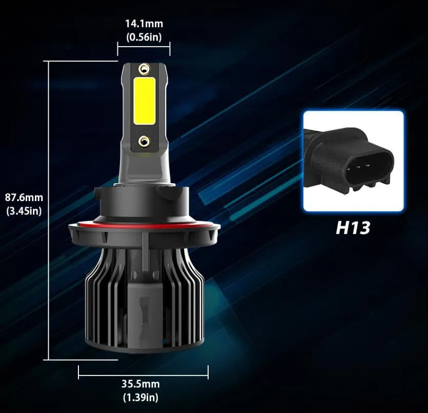 Car LED headlight bulb 6000K white light kit with adjustable chuck and IP68 waterproof rating