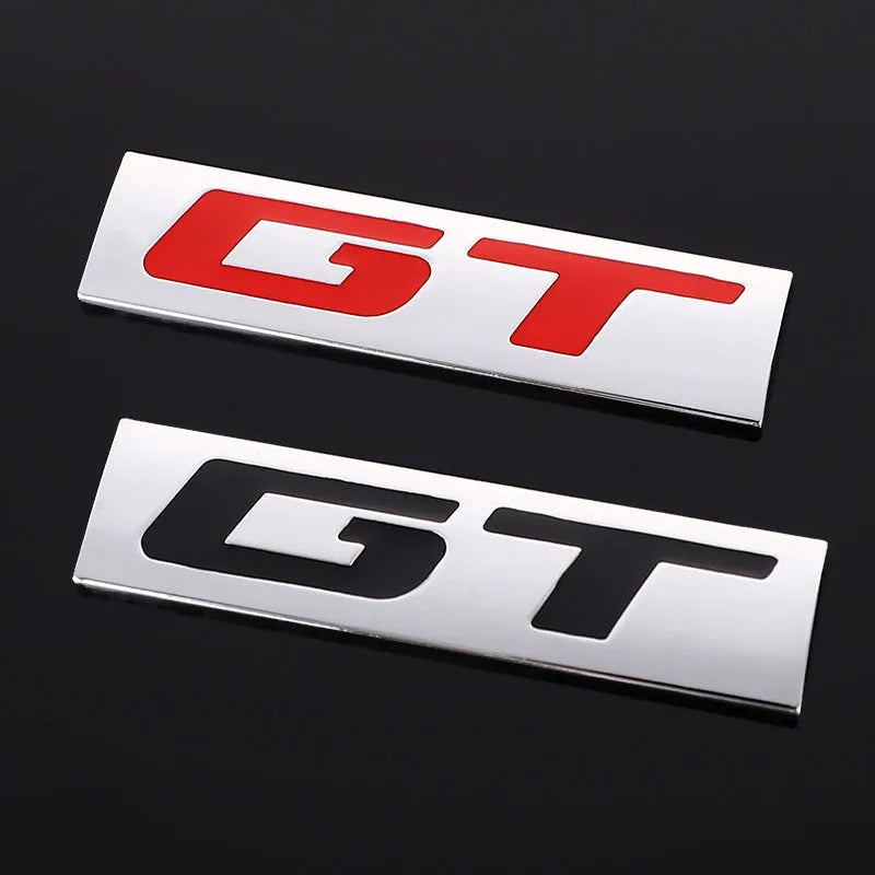 Turbocharged Hybrid metal car sticker emblem, 7.5 x 2cm GT badge in Black or White for car body