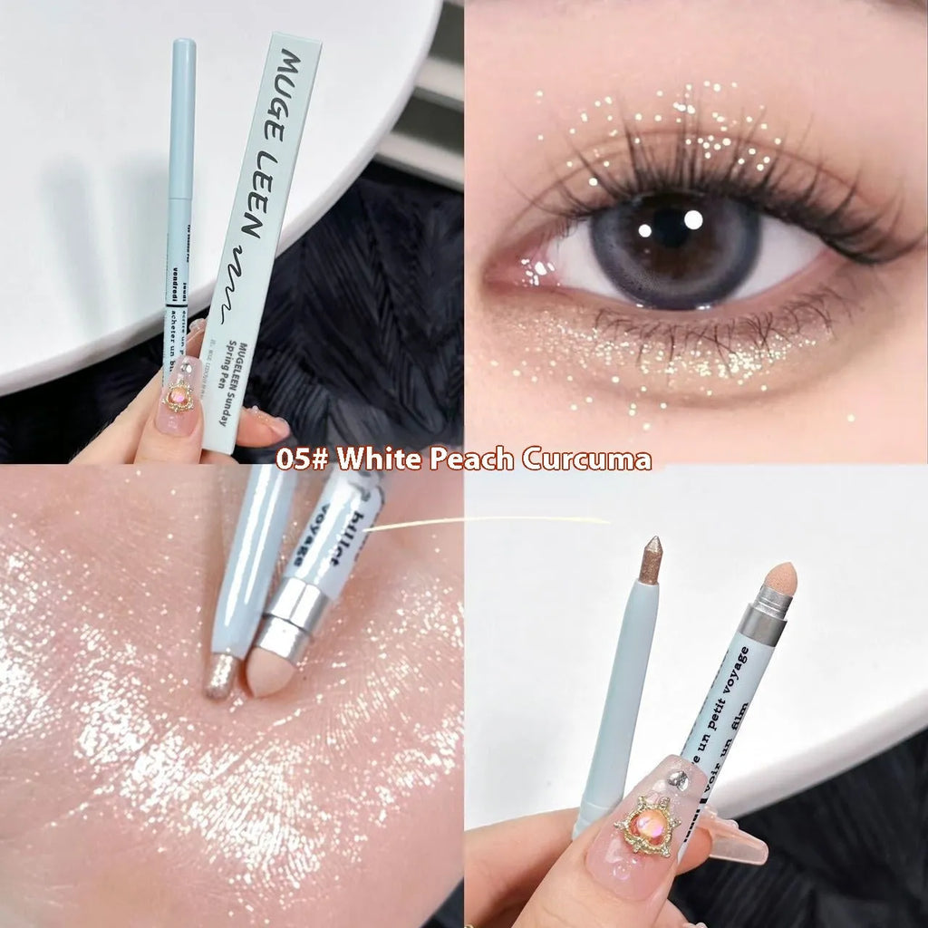 Waterproof 2-in-1 eye shadow pen in assorted colours for eyeliner and highlighter makeup application