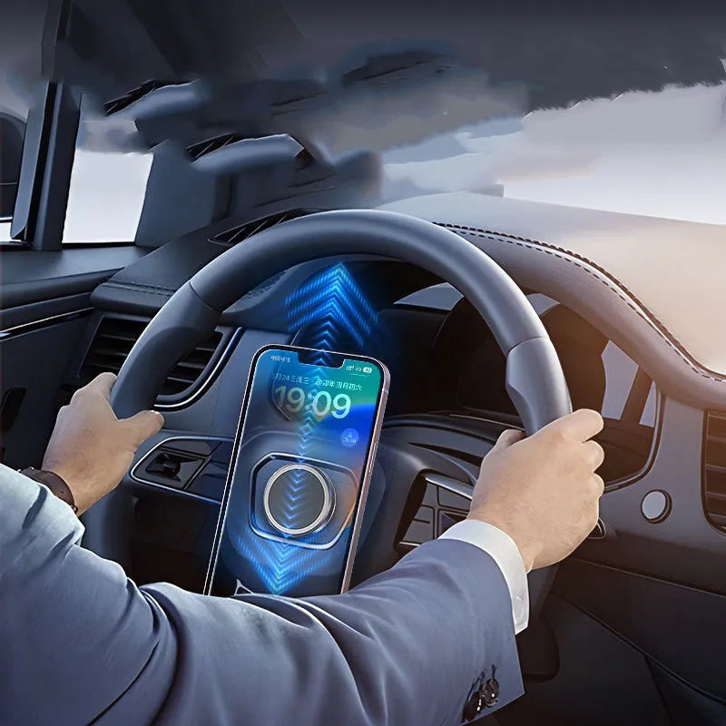 Obsidian black alloy magnetic mobile phone holder with centripetal force adsorption for car dashboard mounting
