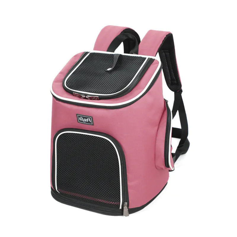 Blue pet dog backpack in Oxford cloth and hexagonal mesh for small pets up to 15 jin