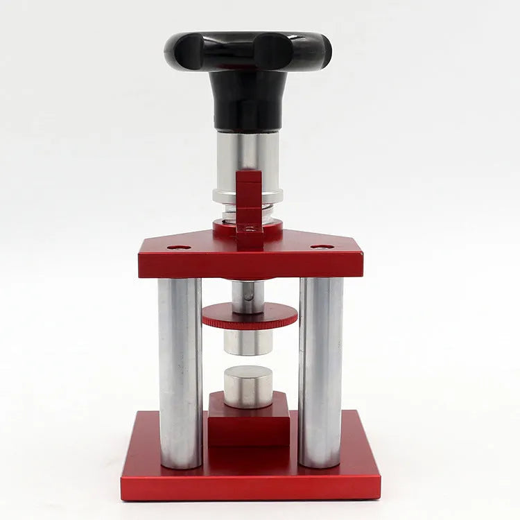 Spiral watch back cover presser tool with a set of 20 plastic moulds for case sealing