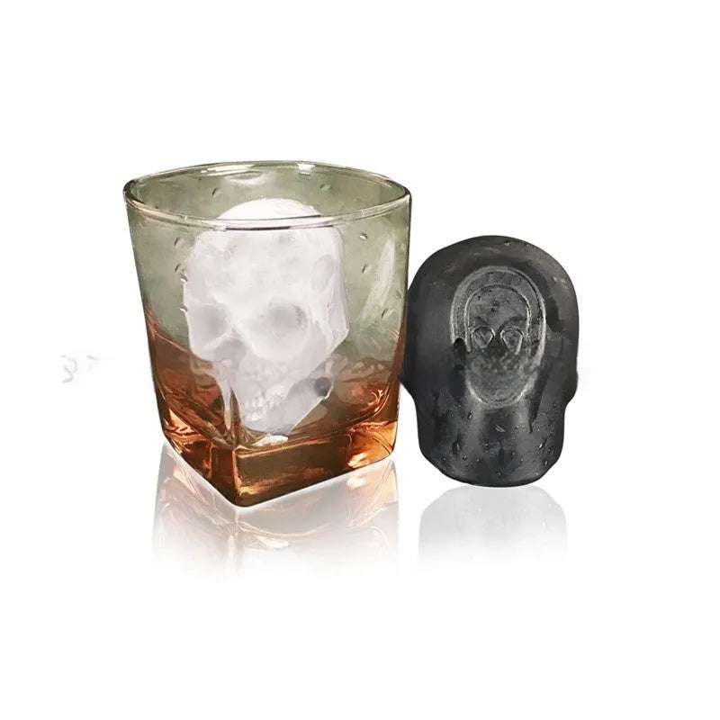 3D Halloween skull ice maker tray made from food grade silicone measuring 5.8x8.5x7cm