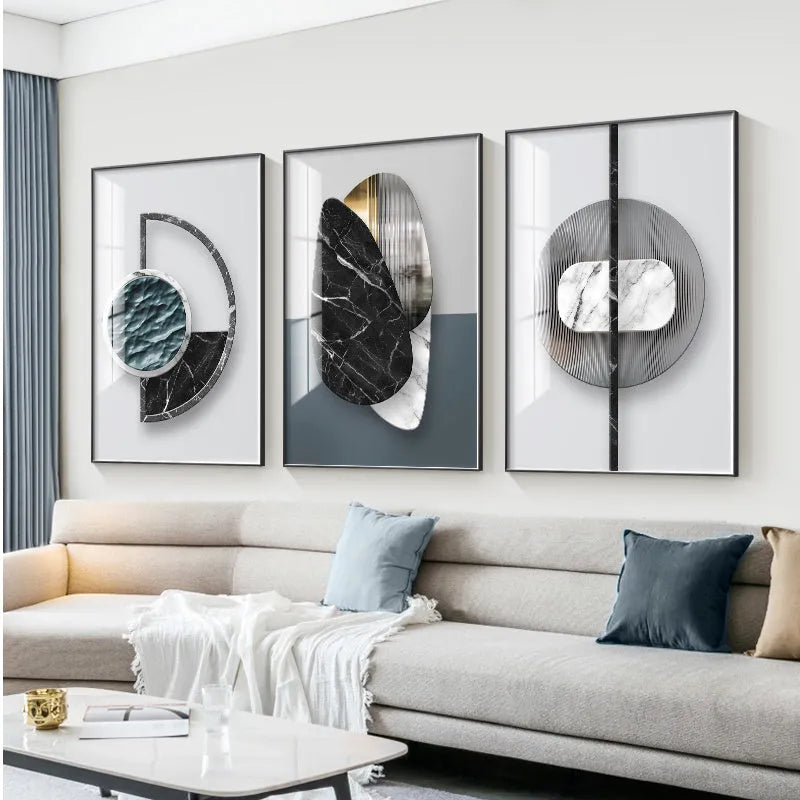 Abstract geometric pattern printed on a canvas painting for wall decoration