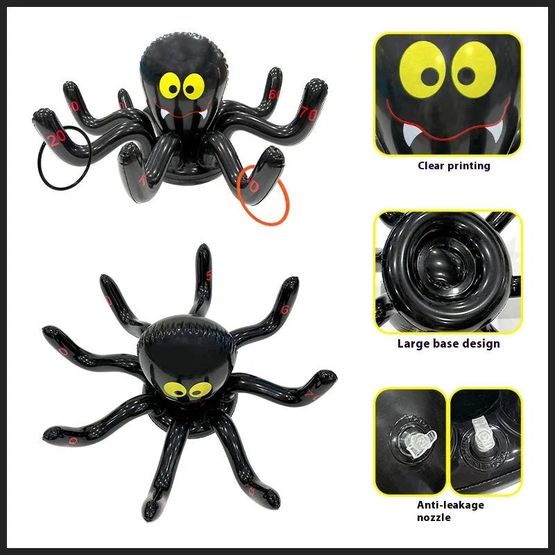 Inflatable PVC throwing toy in multiple colours including octopus, antlers, witch hat, spider, Santa Claus and rabbit ear designs
