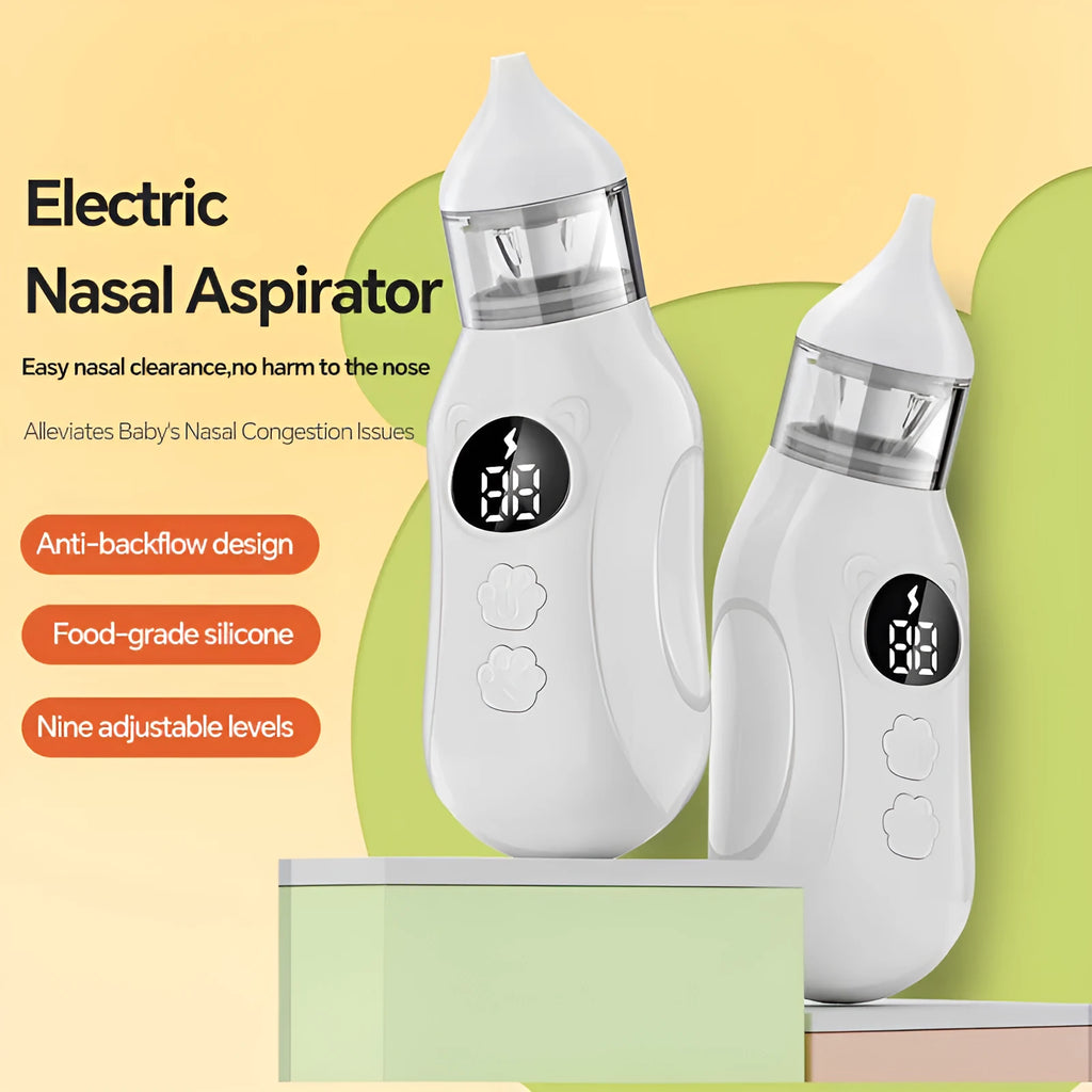 White silicone electric nasal aspirator for children with anti-backflow design