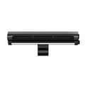 Black bladeless USB desk fan with clip-on screen attachment and adjustable LED lighting lamp
