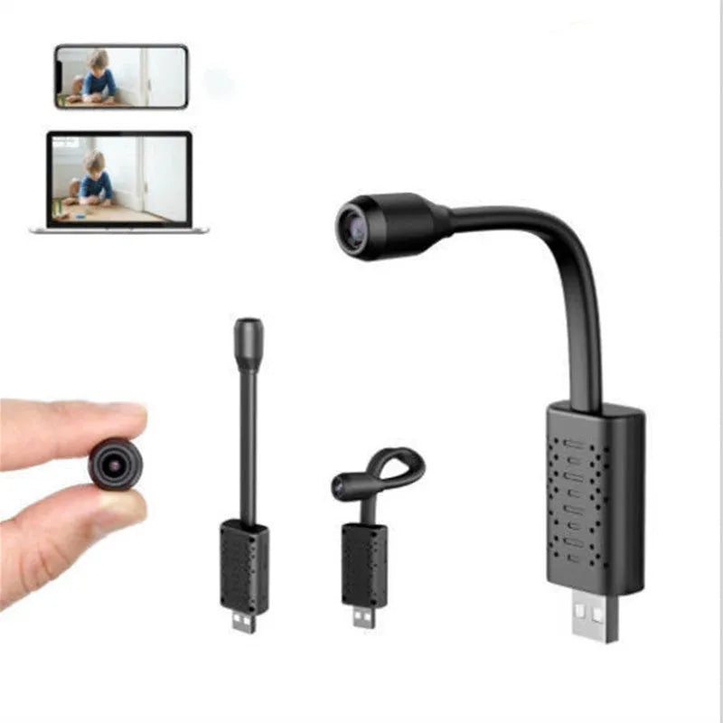 V380 wireless USB HD security camera in black casing measuring 158mm long