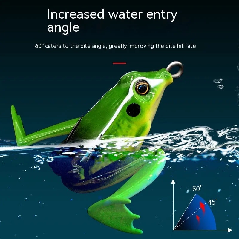 Bionic frog snake head Luya fishing bait with double hooks in grass green colour