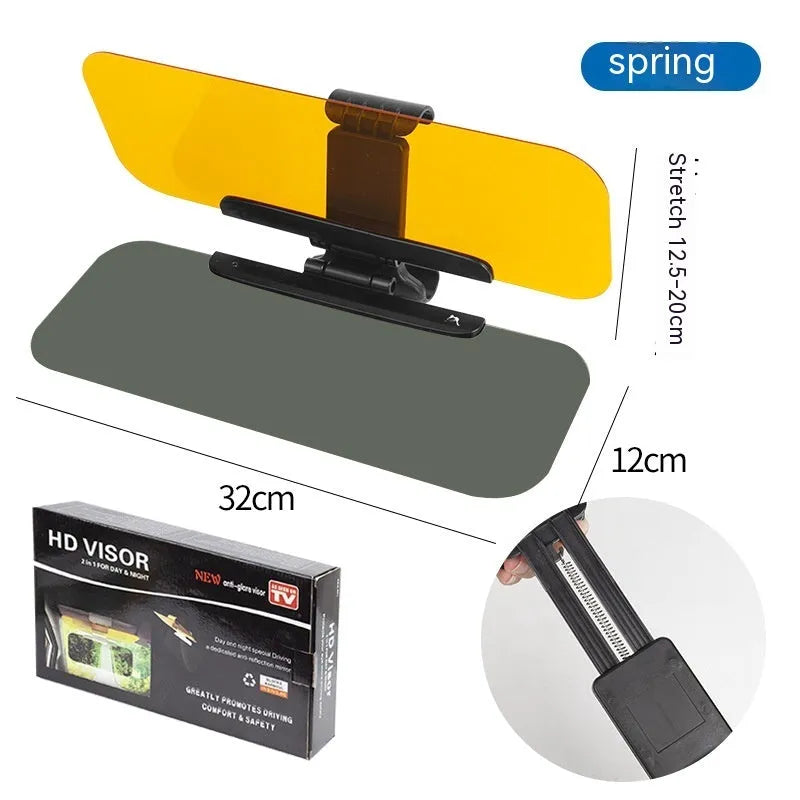 Anti-high beam car sun visor with acrylic lens and telescopic mounting for vehicle sun visor