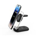 Transparent folding magnetic wireless charger showing internal components and magnetic alignment