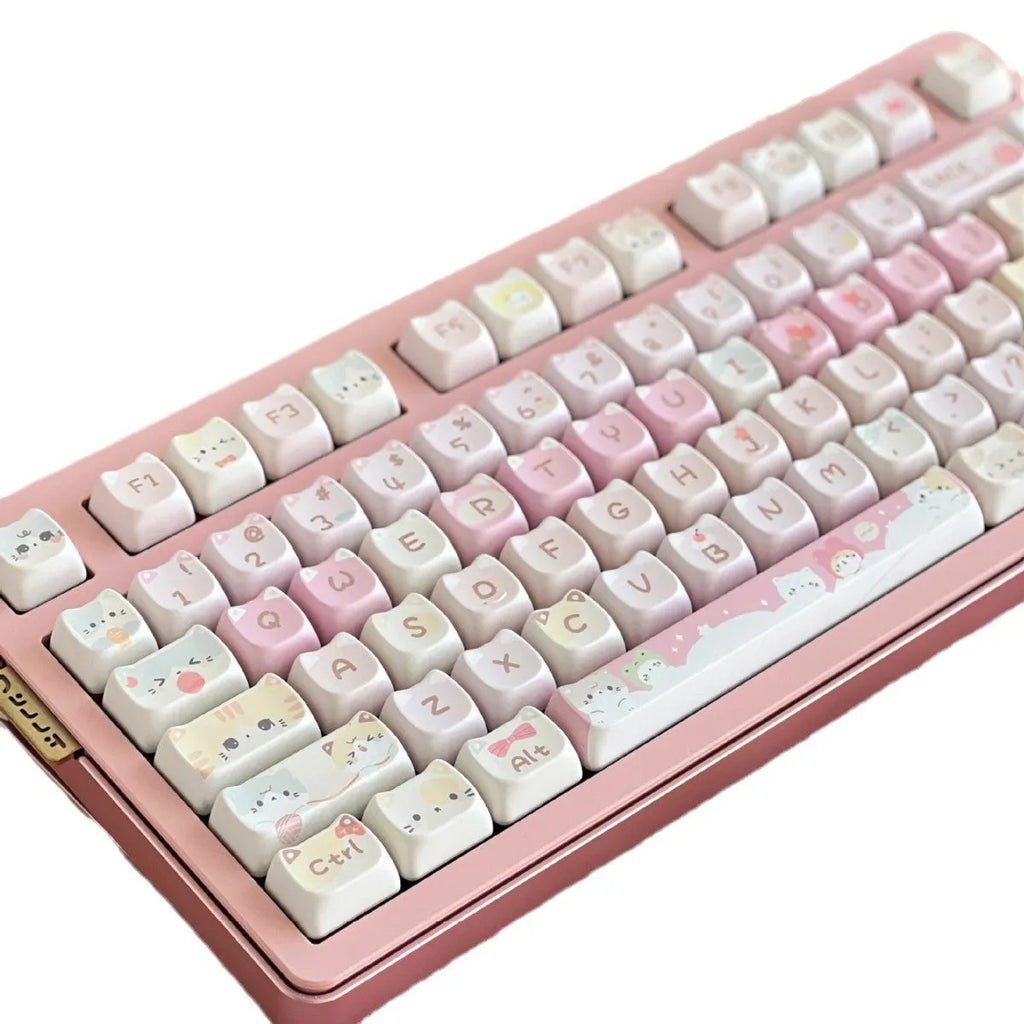 Meow Meow Team themed 141-piece keyboard keycap set with five-sided sublimation printing