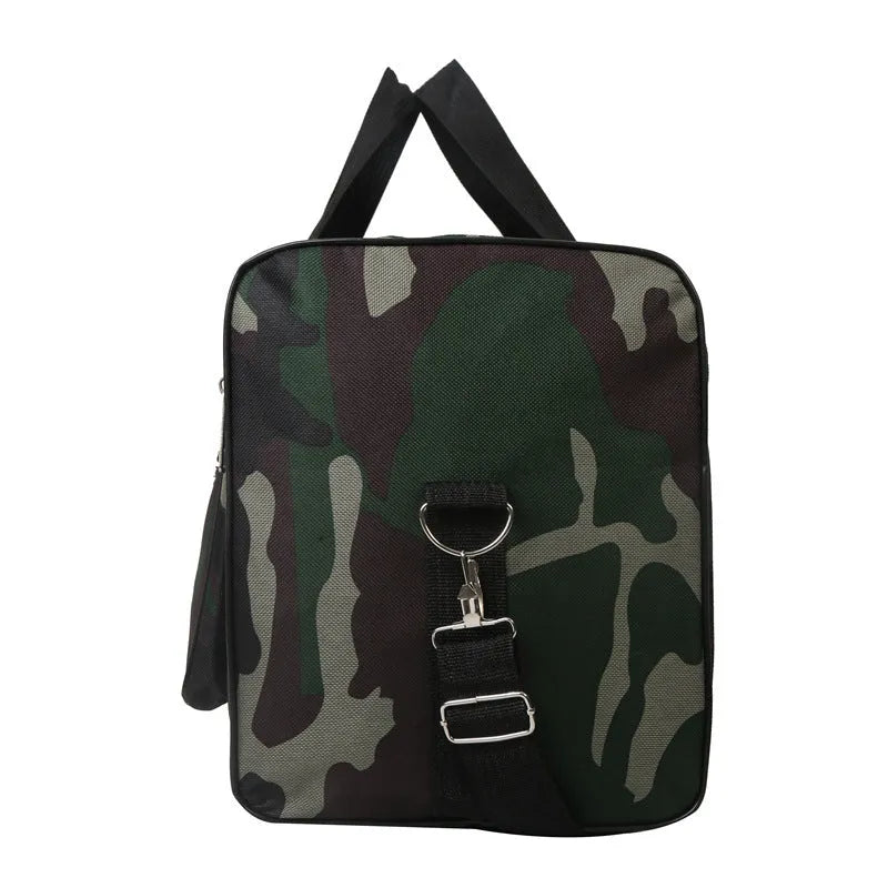 Camouflage pattern waterproof luggage bag with polyester striped lining