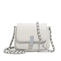 Soft PU crossbody shoulder bag in horizontal square shape with sewing thread detailing