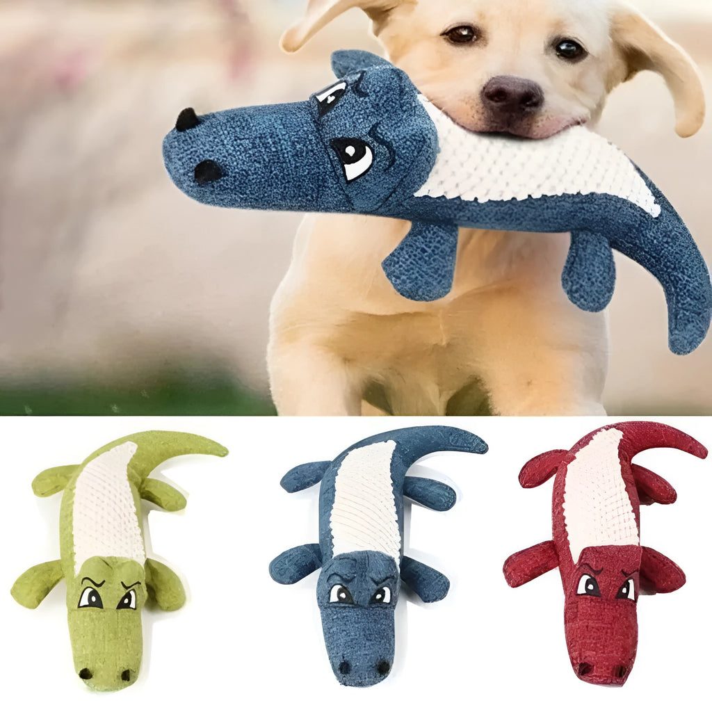 Blue corn cob plush pet toy with grid pattern for dogs and cats to chew