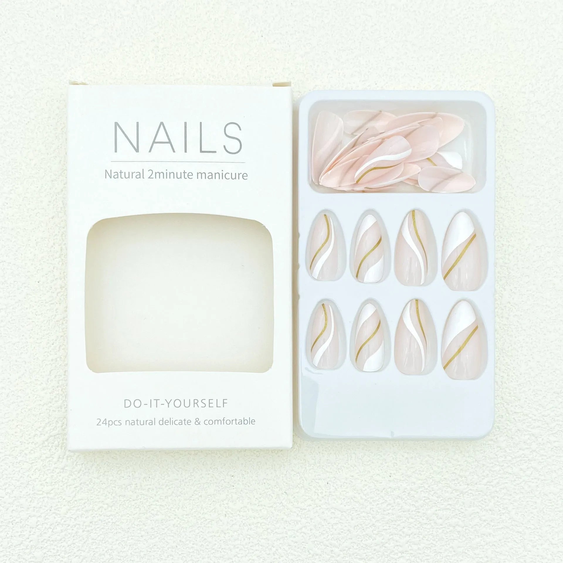 Golden Lines medium drop shape plaid pattern wearable nail stickers with jelly glue adhesive
