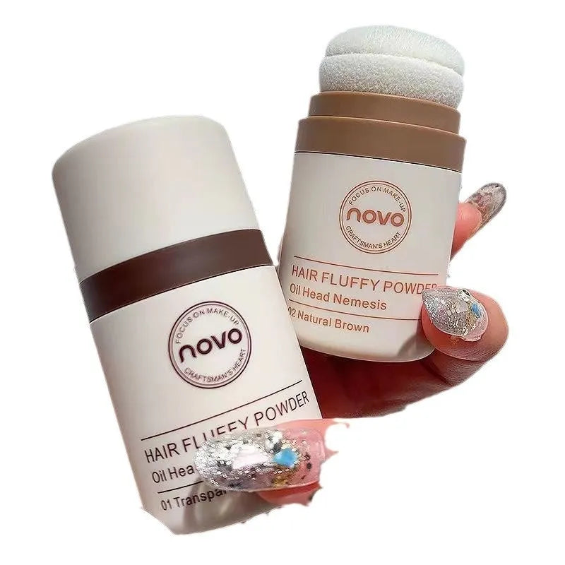 Oil control booster powder for hair and face in four shade variants including brown and dark brown