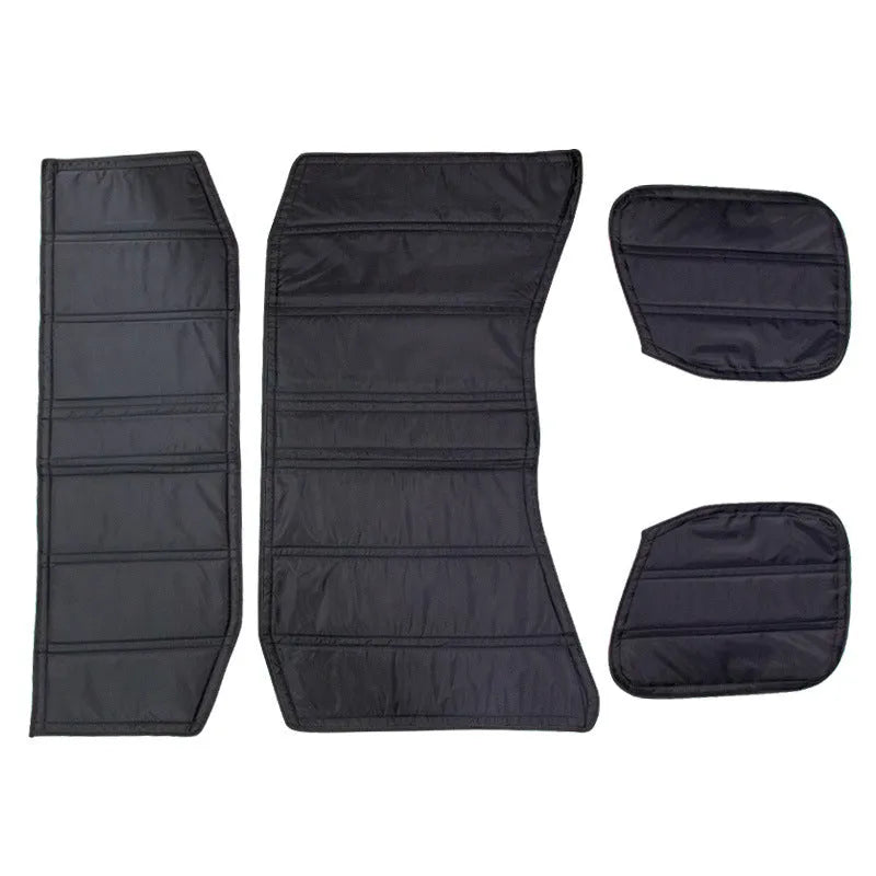 Black car roof insulation mat for Wrangler JL18 made from 600D Oxford cloth, PE board and thermal insulation foam