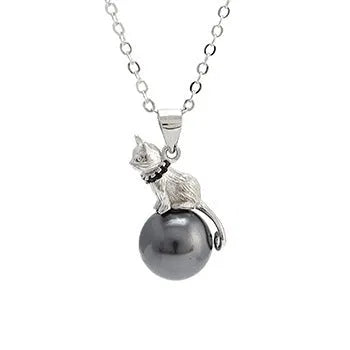 925 sterling silver cat pendant necklace on a chain, showing elegant feline design.
