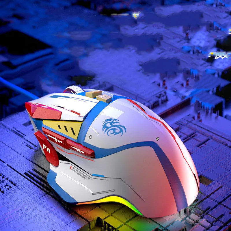 Desktop wired ergonomic gaming mouse with six-gear laser resolution in Primordial Ghost Claw colour