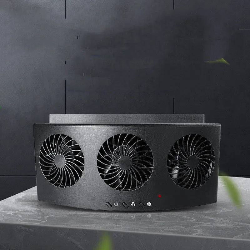 USB-powered black and white car ventilation fan with 1.5m cable for vehicle air circulation