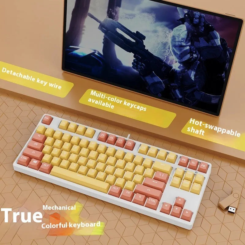 87-key mechanical gaming keyboard with dual-colour backlighting and hot-swappable switches