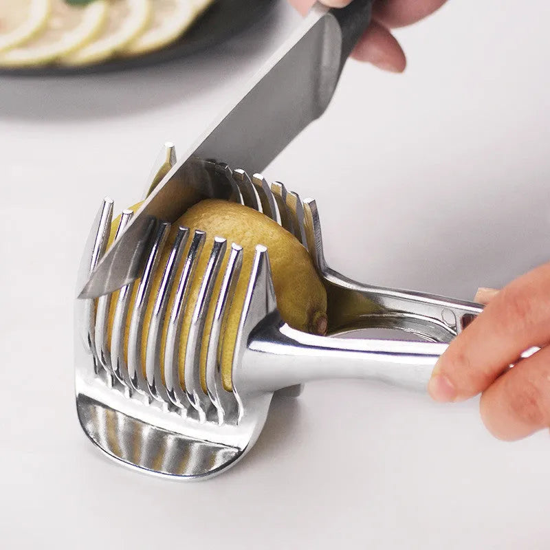Silver plastic lemon slicer kitchen tool, 140g, for fruit and vegetable slices and cake cutting