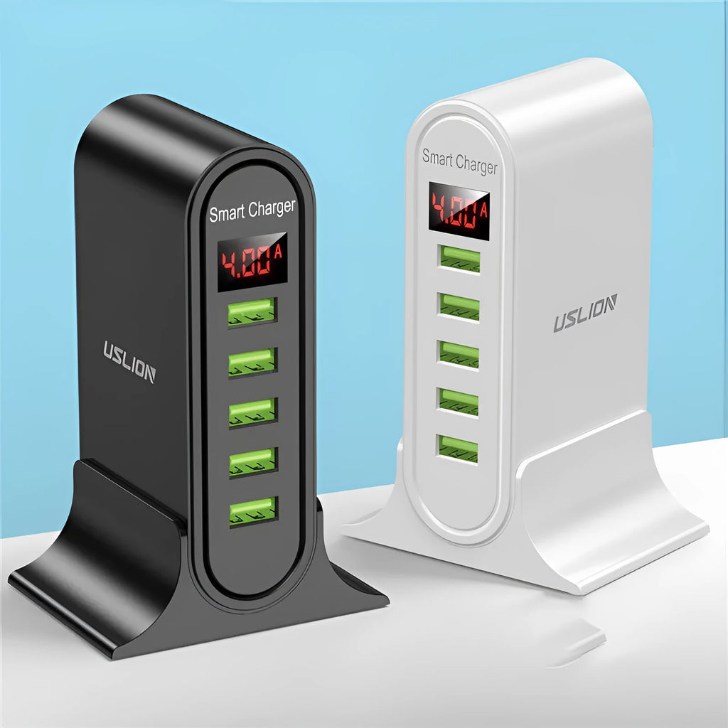 Smart LED digital display USB wall charger showing charging status indicator